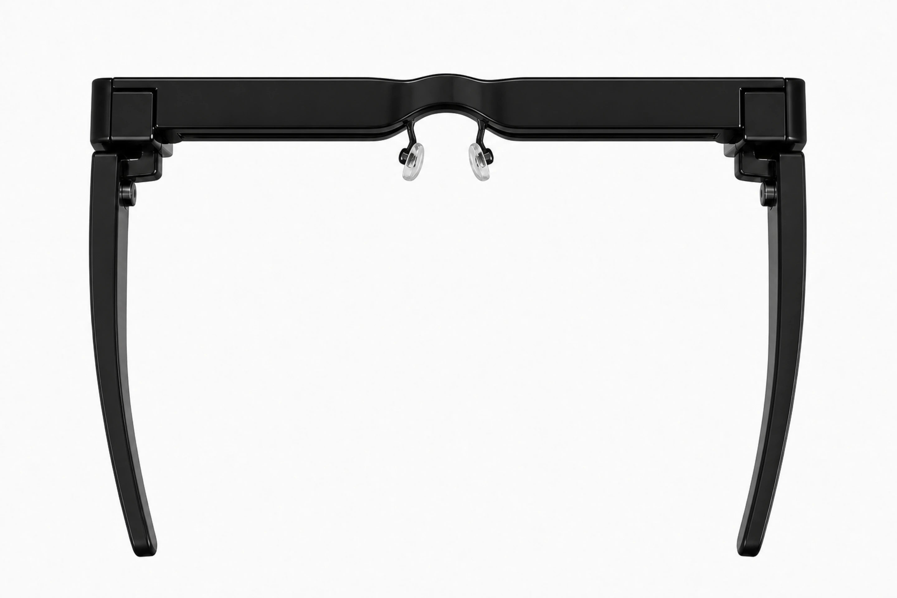 Top view of a flat-front smart-glasses frame